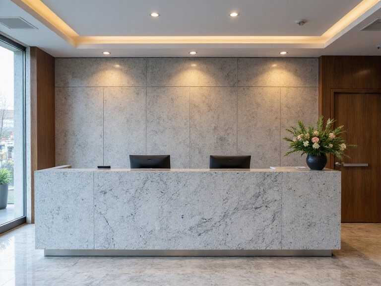 Irodai recepció gránit felülettel